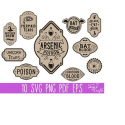 halloween potion label stickers svg png, halloween apothecary svg, halloween bottle labels svg, halloween sublimation, w