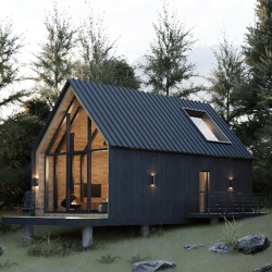 modern cabin tiny house, 16ft by 26ft, 420 sq.ft modular house