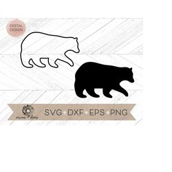 bear svg - bear outline - bear cut file - bear silhouette cut file - bear dxf - bear clip art