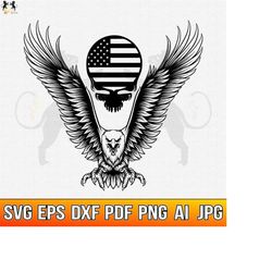 Eagle With Skull Svg, Eagle With Skull Svg, Eagle Svg, American Eagle Svg, Eagle Skull Clipart, American Flag Svg, Skull