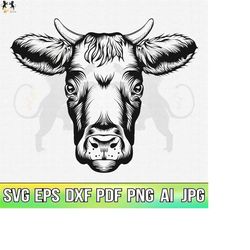 Cow Svg, Cow Print Svg, Cow Cricut, Cow Clipart, Cow Cut File, Dairy Cow Vector, Cow Face Svg, Cow Head Svg, Cow Printab
