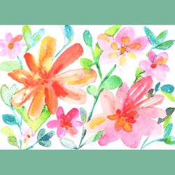 watercolor floral sketch painting art print l watercolor floral sketch painting printable wall art