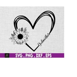 Godmother Flower Heart svg, Godmother svg, mother'day, Instant Digital Download files included! Gift Idea, Mother's Day,