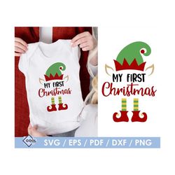 my first christmas svg, my 1st christmas, little elf, baby first xmas svg, 2023, laser cut file, glowforge, cricut, silh