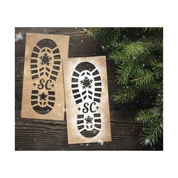 santa footprint svg, santa footprint stencil svg, santa footsteps svg, laser cut file, glowforge, cricut, silhouette, ns