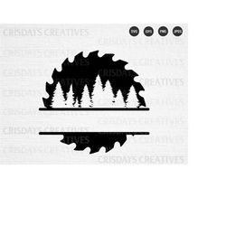 wood saw blade svg| logger svg| wood blade svg| wood saw blade with trees| lumberjack svg , png, vector, clipart, cut fi