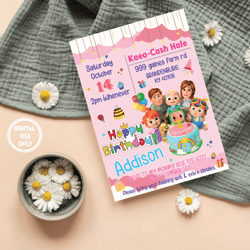 personalized file custom cocomelon invitation png, baby birthday invitation png, kid party digital invite template png