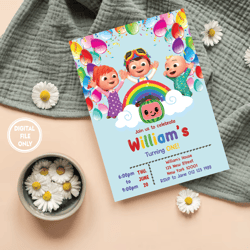 personalized file cocomelon birthday invitation- instant download png file only