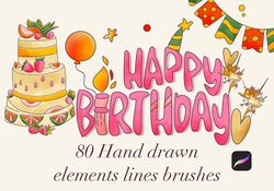 birthday procreate stamps brushes