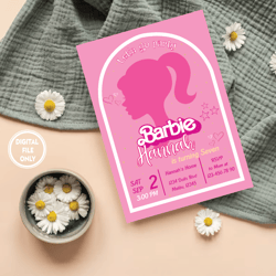 personalized file doll pink birthday invitation digital | doll invitation | princess themed party | girl party invite