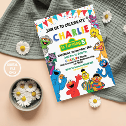 personalized file birthday invitation | sesame street birthday invitations, sesame street png | for boy and girl kids