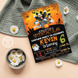 personalized file editable mickey mouse halloween birthday invitation | mickey happy halloween party invite | instant