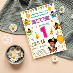 personalized file kids digital birthday invitation, gracies corner party invitation, gracie's corner birthday invitation