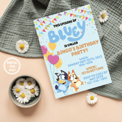 personalized file bluey birthday invitation invite bluey and bingo birthday invitation digital invitation printable