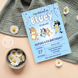 personalized file bluey invitation, digital invite, editable-printable, bluey boys and girls invite, bluey birthday invi