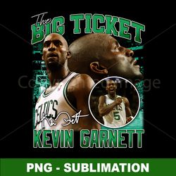 vintage retro basketball sublimation png download - kevin garnett the big ticket signature - 80s 90s bootleg rap style