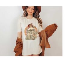 Boho Shirt for Women Vintage Graphic T Shirt Retro Shirt 60s T-Shirt Hippie Shirt Gift for Her Art Nouveau Mucha Flower