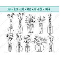 Flower Vase SVG file, Flower SVG files, Flower cut files, Floral Vase, Flower Bouquet Svg, Vase cut file, Floral Clipart