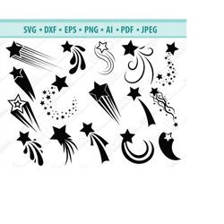 shooting stars, stars, falling stars, silhouette,svg,graphics,illustration,vector,logo,digital,clipart,circuit,cut,cutti