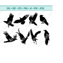 Raven SVG, Crow Svg, Raven Clipart, Raven Files for Cricut, Raven Cut Files For Silhouette, Raven Dxf, Raven Png, Raven