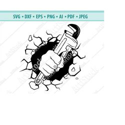 Monkey Wrench Svg, Smash Punch Plumber Svg, Plumber Svg, Plumber Dad Svg, Repair Svg, Hand Holding wrench Svg, Svg Cut F