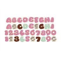 donut alphabet svg files, donut alphabet clipart, donut font svg, donut letters and numbers for cricut