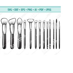 makeup brushes svg, makeup artist svg, makeup svg, beauty industry svg, fashion svg, cosmetic brush svg, stencil, vector