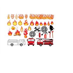 fire and flames svg bundle, fire and flames clipart bundle, firefighter svg files for cricut