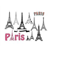 paris and eiffel svg bundle, paris and eiffel clipart files, paris and eiffel svg for cricut