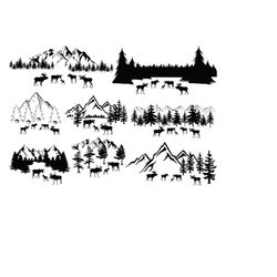 moose svg, mountain svg, wild moose svg, mountain and moose svg, moose cut files for cricut