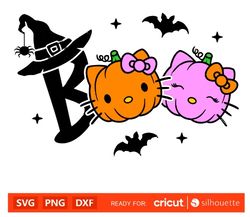 boo hello kitty-svg halloween-svg pumpkin hello kitty-svg kawaii-svg cricut silhouette vector cut file
