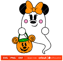 ghost minnie mouse svg, trick or trick or treat svg,halloween svg, disney svg, cricut, silhouette vector cut file