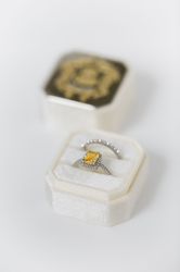 grand velvet ring box monogrammed - octagon cover bottom - vintage style handmade monogram engagement wedding proposal