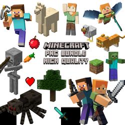 minecraft png bundle, minecraft icons, video game png, instant download, 150 high quality png files