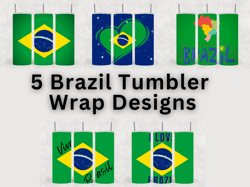 5 brazil tumbler design bundle - png images - 20 oz skinny tumbler designs sublimation printing