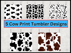 5 cow print print tumbler design bundle - png images - 20 oz skinny tumbler designs sublimation printing