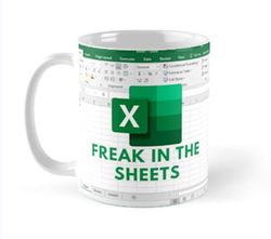 freak in the sheets - excel spreadsheet lover worker gift idea for coworker, accounting, boss, friend - 11 - 15 oz white