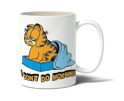 garfield i don't do mornings comic tv show - novelty cute funny anniversary birthday present, 11 - 15 oz white coffee te