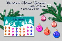christmas advent calendar with stickers