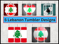 5 lebanon tumbler design bundle - png images - 20 oz skinny tumbler designs sublimation printing