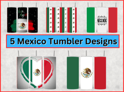 5 mexico tumbler design bundle - png images - 20 oz skinny tumbler designs sublimation printing