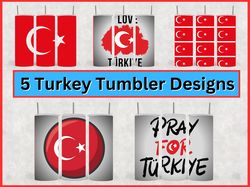 5 turkey / turkish tumbler design bundle - png images - 20 oz skinny tumbler designs sublimation printing