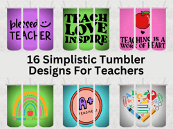 16 teacher tumbler design bundle - png images - 20 oz skinny tumbler designs sublimation printing