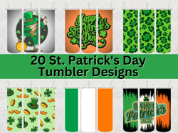 20 st. patrick's day tumbler design bundle - png images - 20 oz skinny tumbler designs sublimation printing