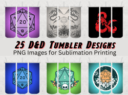 25 dungeons and dragons tumbler design bundle - png images - 20 oz skinny tumbler designs sublimation printing