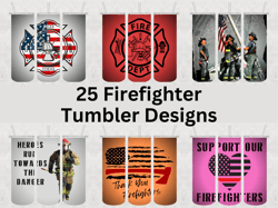 25 firefighter tumbler design bundle - png images - 20 oz skinny tumbler designs sublimation printing