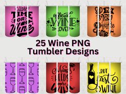 25 wine tumbler design bundle - png images - 20 oz skinny tumbler designs sublimation printing