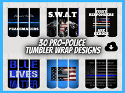 30 pro police tumbler design bundle - png images - 20 oz skinny tumbler designs sublimation printing