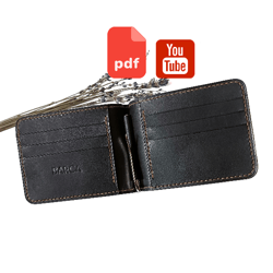 pdf pattern of a wallet with a clip for euro bills - pattern of a leather wallet - download pdf & video tutorial