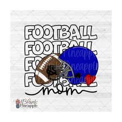 football design png, football mom outline helmet and football in royal blue png, football mom png, football mom sublimat